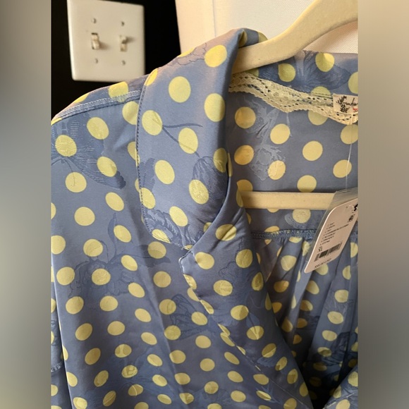 NWT FREE PEOPLE INTIMATELY Beauty Sleep PJ Set In Cashmere Blue Combo MSRP $88 - Picture 6 of 9